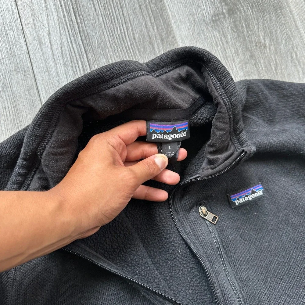 Patagonia Men's Size L Black 1/4 Zip Fleece Better Sweater Chest Pocket